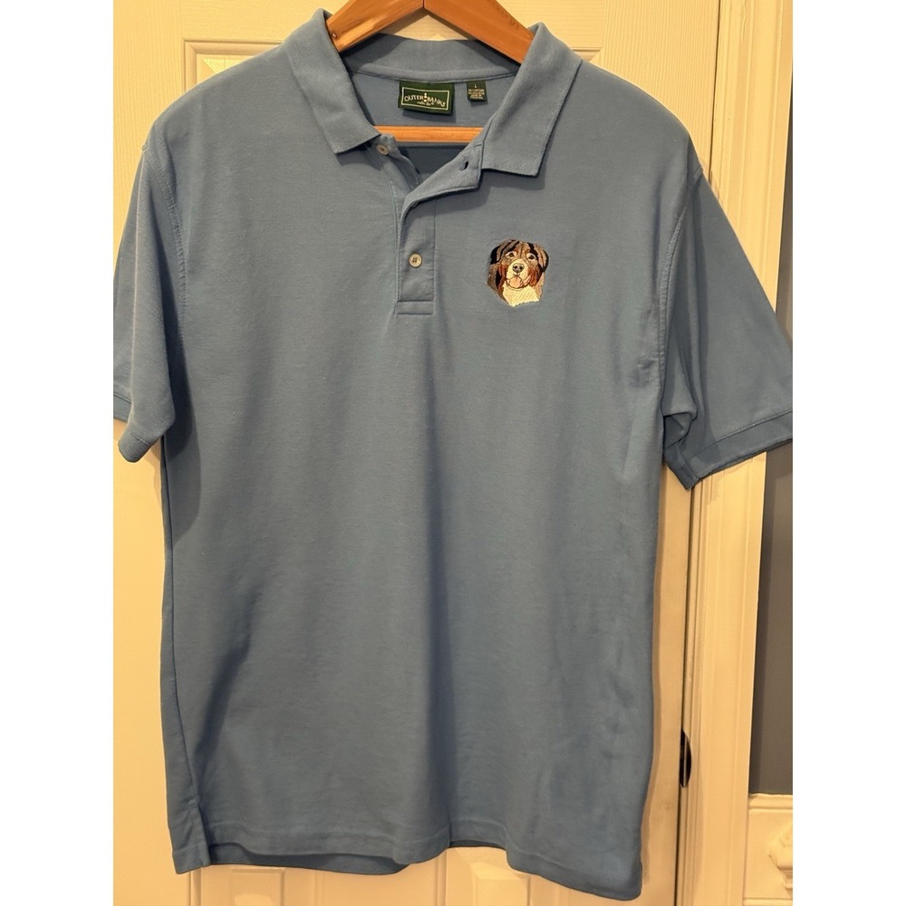 Outer Banks Men's Light‎ Blue Dog Embroidery Short Sleeve Polo Large